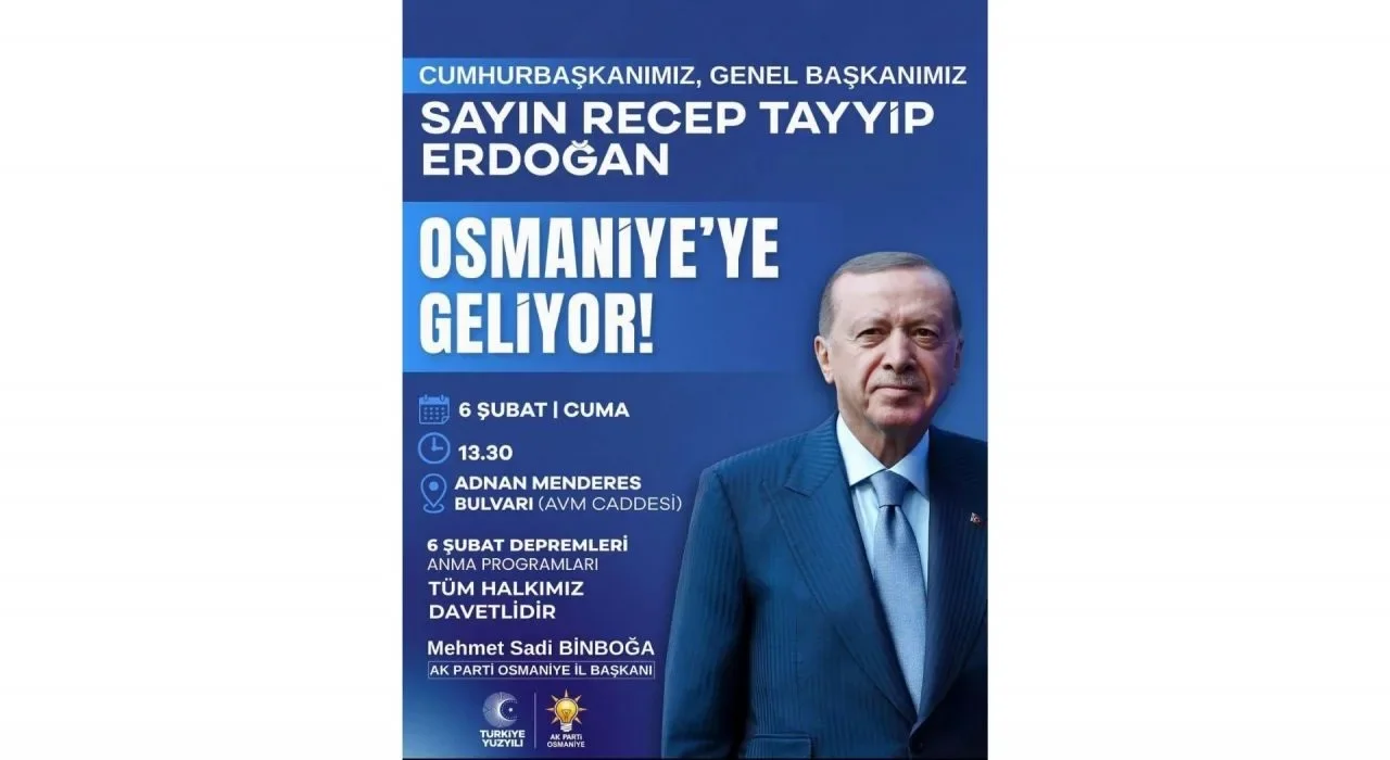 Erdoğan, Deprem Yıl Dönümünde Osmaniye’ye Geliyor