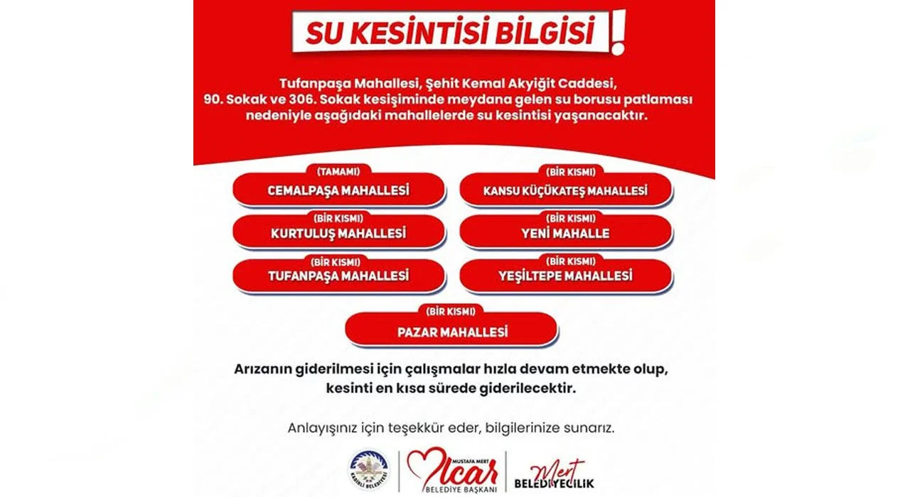 Kadirli'de Su Kesintisi İle İlgili Açıklama Yapıldı