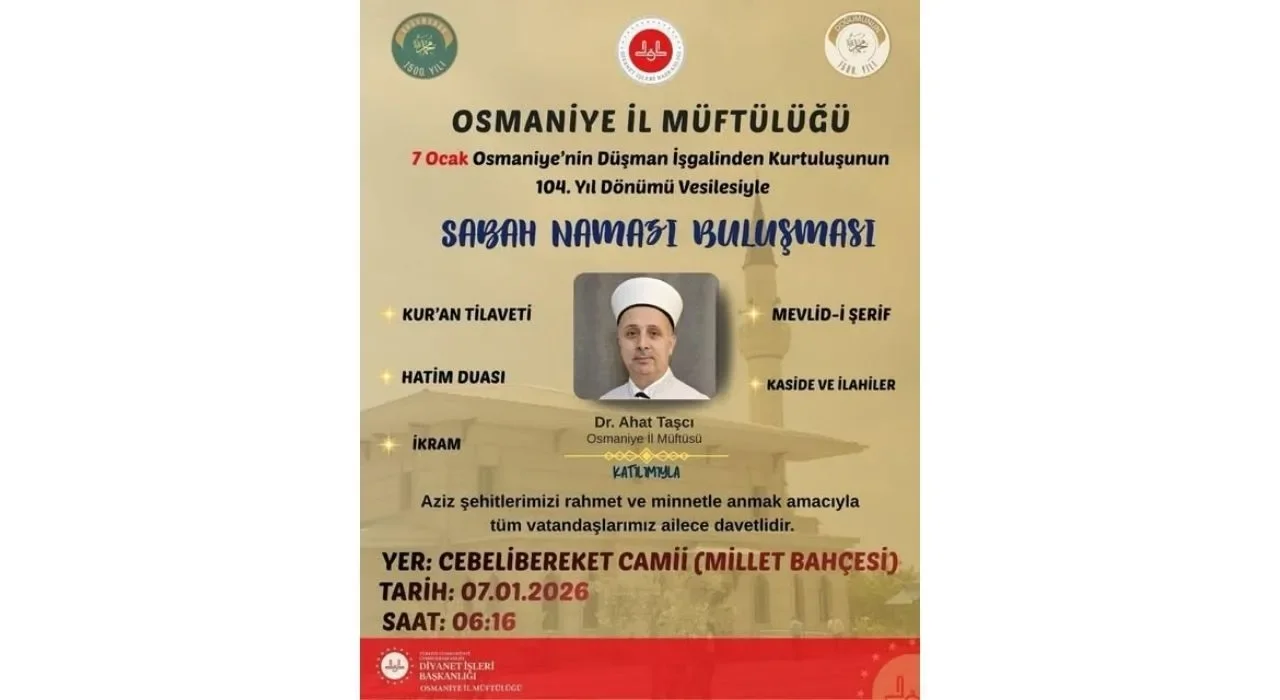 Osmaniye’de 7 Ocak İçin Sabah Namazı Buluşması