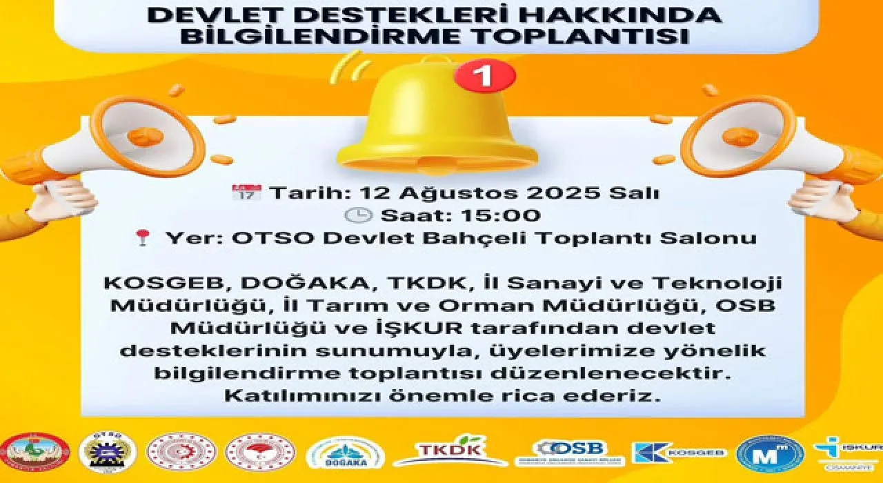 OTSO’da Devlet Destekleri Anlatılacak