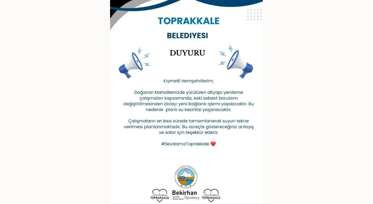 Toprakkale Belediyesi’nden Planlı Su Kesintisi